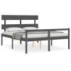 Cadru de pat senior cu tablie, gri, king size, lemn masiv