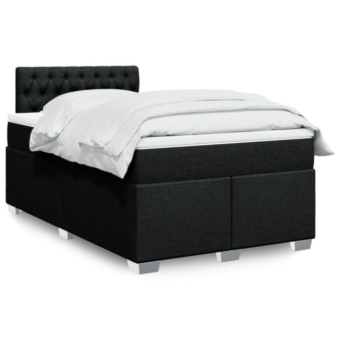vidaXL Pat box spring cu saltea, negru, 120x200 cm, textil 3288164