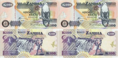 2 x 2006 , 100 kwacha ( P-38f ) - Zambia - stare UNC foto