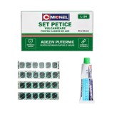 Set 24 petice vulcanizare pentru camere de aer 35x52 mm cu adeziv 20 ml Michel L-24