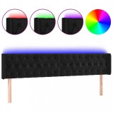 Cumpara ieftin Tablie de pat cu LED, negru, 183x16x78/88 cm, catifea