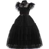 Rochie neagra model Wednesday, fete 140 cm