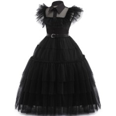 Rochie neagra model Wednesday, fete 120 cm