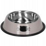 Castron, bol, pentru caine, pisica, rotund, inox, bej, 12 cm GartenVIP DiyLine, Springos