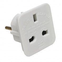 Adaptor Priza UK (Anglia) - Europa (Alb) foto