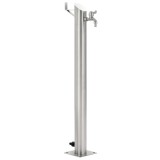 Coloană Apă Grădină vidaXL 95cm, Oțel Inoxidabil, Rotundă, Argintie, Robinet Inox 304, Furtun Apă, Montaj Ușor