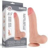 Dildo Dubla Densitate cu ventuza si scrot, strat dublu glisant de 22cm- Natural
