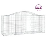 Cumpara ieftin Cosuri gabion arcuite 15 buc, 200x50x80/100 cm, fier galvanizat