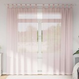 Perdele Voal Roz Deschis 140x245 cm vidaXL, Set 2 Bucati, Poliester, Semitransparente, Decor Dormitor/Living