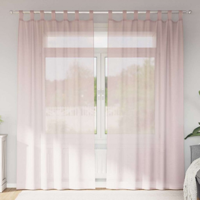 vidaXL Perdele voal cu bucle 2 buc Roz deschis 140x245 cm 4102279