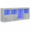 Servanta cu lumini LED, gri beton, 164x37x67 cm