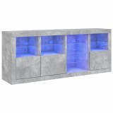 Cumpara ieftin Servanta cu lumini LED, gri beton, 164x37x67 cm