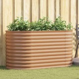 Cumpara ieftin Strat &icirc;nălțat de grădină Maro 160 x 80 x 81 cm Oțel