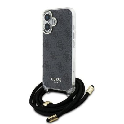 Husa Guess Crossbody Cord 4G Print iPhone 16, negru, GUHCP16SHC4SEK foto