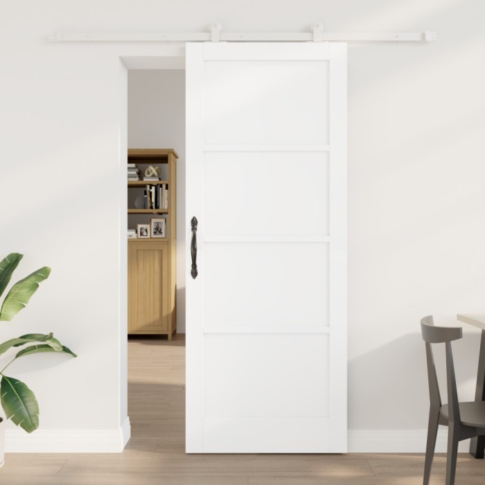 Ușă glisantă vidaXL cu set de accesorii &#039;ORKDAL&#039;Alb Lemn Solid Pin