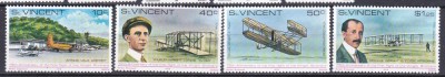 DB1 Aviatie Avioane 75 Ani Primul Zbor Fratii Wright St. Vincent 1978 4 v. MNH foto