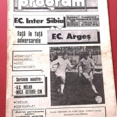 Program meci fotbal FC INTER SIBIU - FC ARGES (19.03.1989)