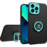 Husa eagle eye cu stand pentru apple iphone 12 pro (6.1) negru/turcoaz, suport auto magnetic, protectie antisoc, flippy
