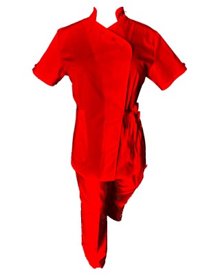 Costum Medical Pe Stil, Rosu cu Elastan, Model Andreea - XL, XS foto