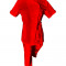 Costum Medical Pe Stil, Rosu cu Elastan, Model Andreea - M, 3XL
