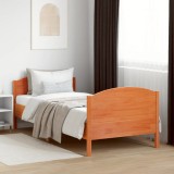 vidaXL Cadru de pat cu tăblie, maro ceruit, 90x200 cm, lemn masiv pin