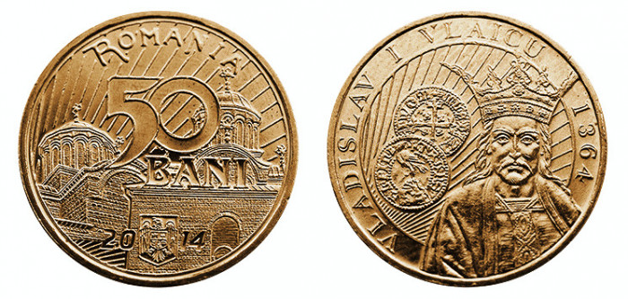 SV * Romania BNR 50 BANI 2014 * VLADISLAV VLAICU * UNC din-fasic-in-capsula