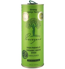 Ulei de Masline cu Continut Mare de Fenoli Nefiltrat Eco 500 mililitri Prevezana Green Olive Oil