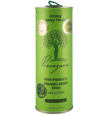 Ulei de Masline cu Continut Mare de Fenoli Nefiltrat Eco 500 mililitri Prevezana Green Olive Oil foto