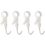 Set 4 Carlige Multifunctionale, Tubulare, Pentru Baie/Bucatarie, din ABS, 8.7 x 3.5 cm, Alb