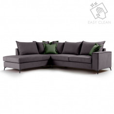 Coltar Dreapta Boston Gri Inchis - Verde Inchis 290x235x95 cm