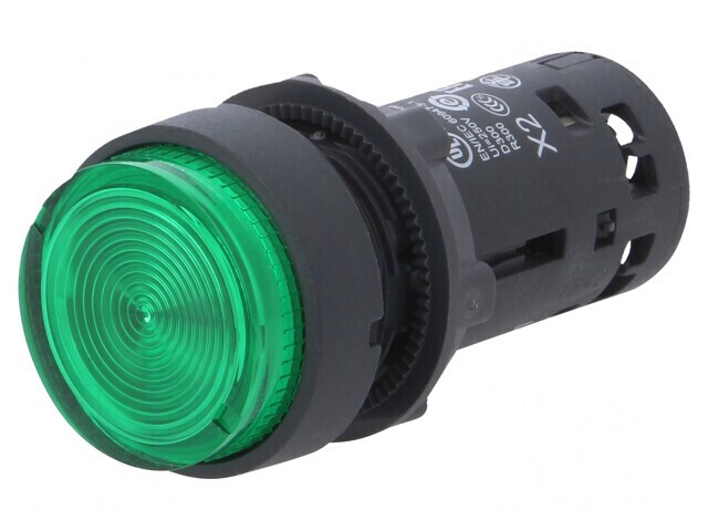 Comutator Apăsare 22mm 1 NO Verde