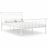 Cadru de pat, alb, 120x200 cm, metal, Cires, Dublu, Cu polite semirotunde, vidaXL