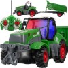 Tractor de jucarie cu telecomanda, remorca cu functie basculare, faruri LED, roti cauciuc, 39x10x9 cm, Kruzzel
