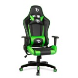 Scaun verde de gaming - cu pernă de talie și pernă pentru cap, Family