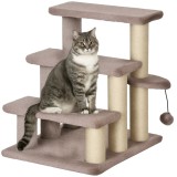 PawHut Arbore pentru zg&acirc;rieturi, scara pentru animale de companie, 3 trepte, minge de joc, p&acirc;nă la 5 kg, 45x40x48cm, Maro | Aosom Romania