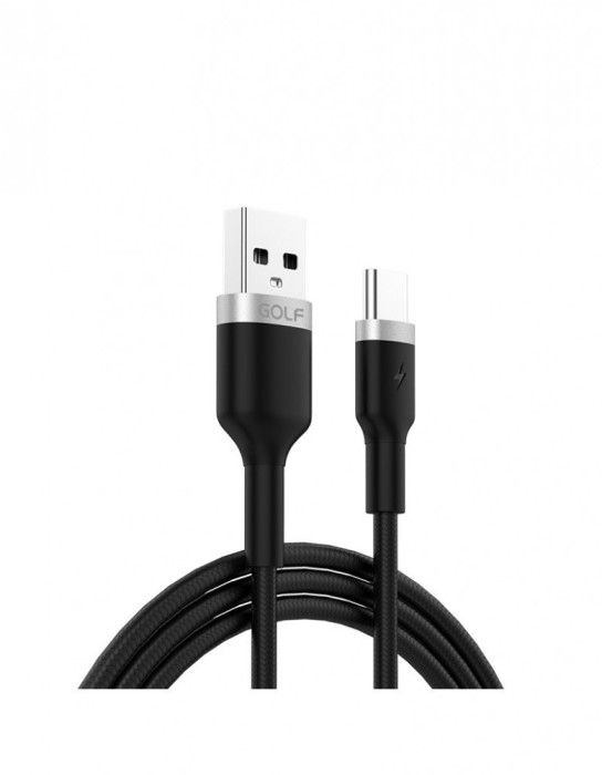 Cablu USB tip C 1m 3A negru Golf Metal Braided HQ