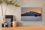 Tablou Canvas Peisaj Montan Apus de Iarnă Trandafir, 39 x 26 cm, CMCLASS