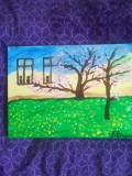 TABLOU PE PANZA CU SASIU NOU 30X40 CM PEISAJ DE PRIMAVARA PRET DOAR 20 LEI