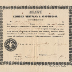 Romania Valahia 1855 document rarisim Comisia Cvartirelor din Razboiul Crimeei