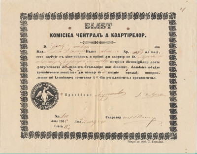 Romania Valahia 1855 document rarisim Comisia Cvartirelor din Razboiul Crimeei foto