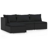 Cumpara ieftin Set mobilier relaxare gradina 4 piese cu perne poliratan negru
