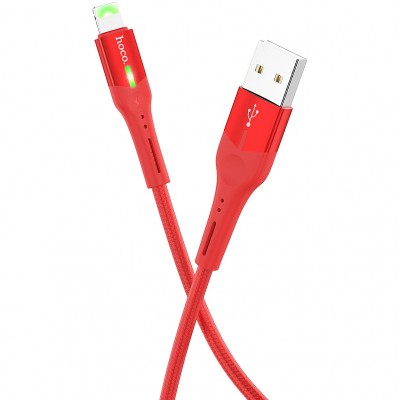 Cablu Date si Incarcare USB la Lightning HOCO S24, Cu LED, 1.2 m, Rosu foto