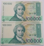 Croatia, 100.000 Dinara 1993 , 2 serii consecutive