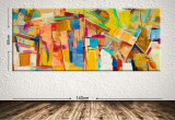 Cumpara ieftin Tablou decorativ Abstract, Tablo center, 60x140 cm, canvas, multicolor