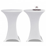VidaXL Husă de masă cu picior &Oslash;70 cm, 2 buc., alb, elastic