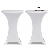 Husă de masă cu picior &Oslash;70 cm, 2 buc., alb, elastic