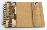 Carnet cu coperta de pluta, pix si creion mecanic 0.7 mm din lemn | Paper Art