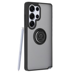 Husa Antisoc Samsung Galaxy S25 Ultra cu Inel Rotativ Stand, Negru, TPU + Policarbonat Glinth