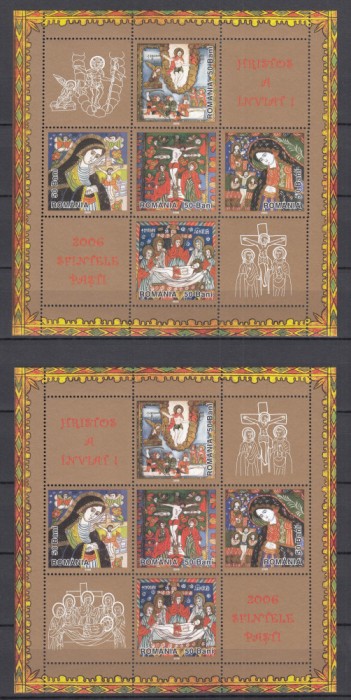 ROMANIA 2006 LP1711 a SFINTELE PASTI BLOC TIP I + BLOC TIP II MNH