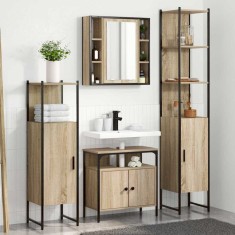 Set de mobilier pentru baie cu raft Altele 4 pcs Stejar sonoma